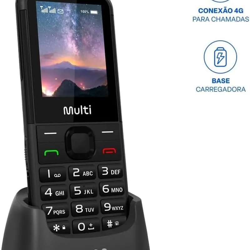 Multi Vita 4G com Base, celular flip com base carregadora, foto do produto na Amazon